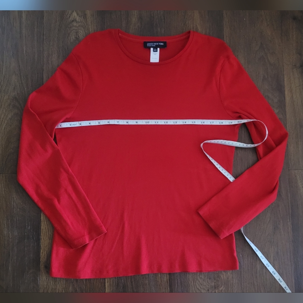 Jones New York ribbed cotton long sleeved tshirt Women's size XL Red - Picture 5 of 6
